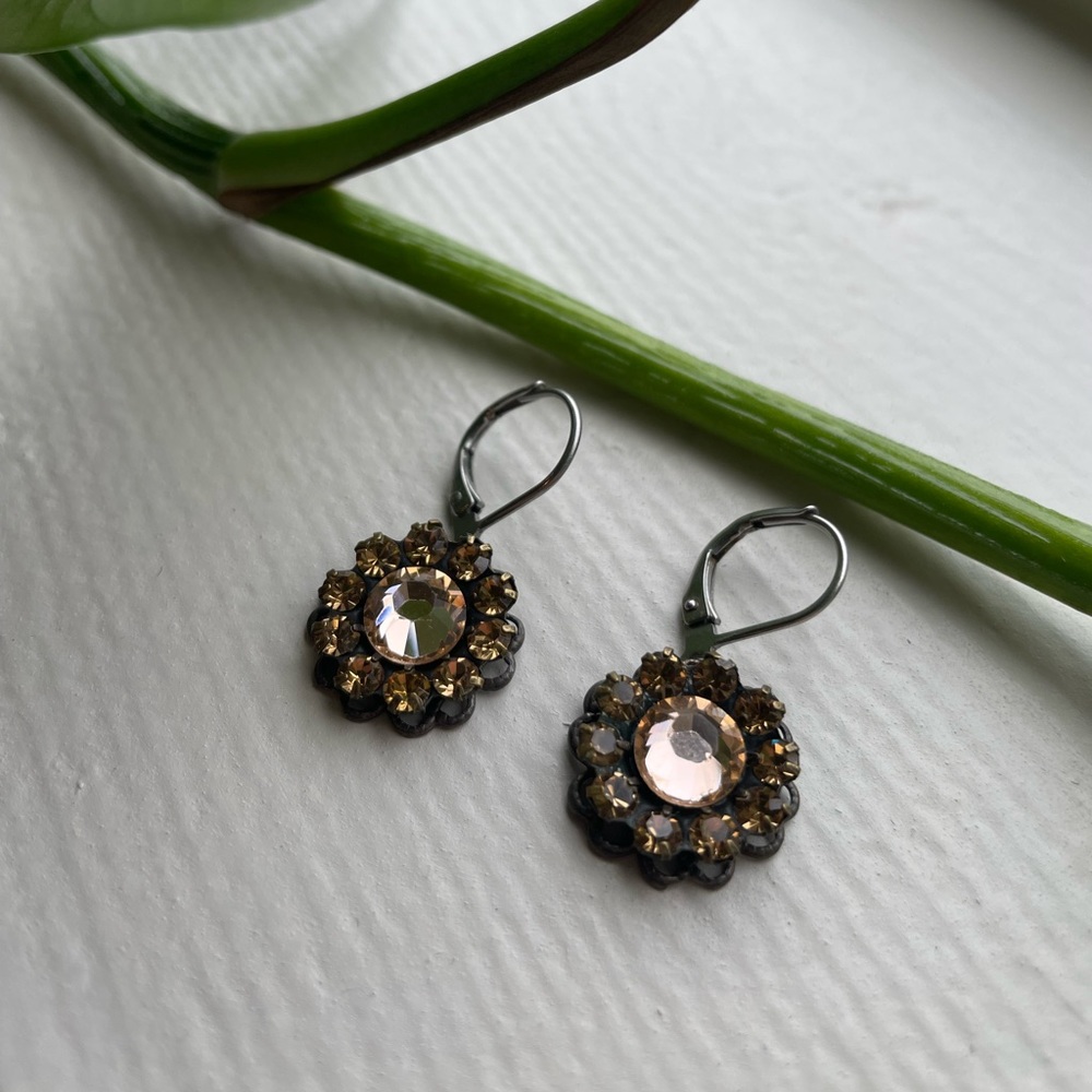 Amber Swarovski Crystal Earrings